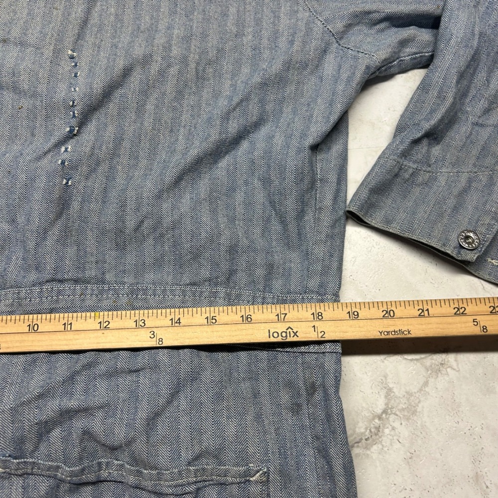 Red Kap Herringbone Coveralls Blue Mens 42-RG Vintage Workwear Distressed USA - Picture 10 of 15
